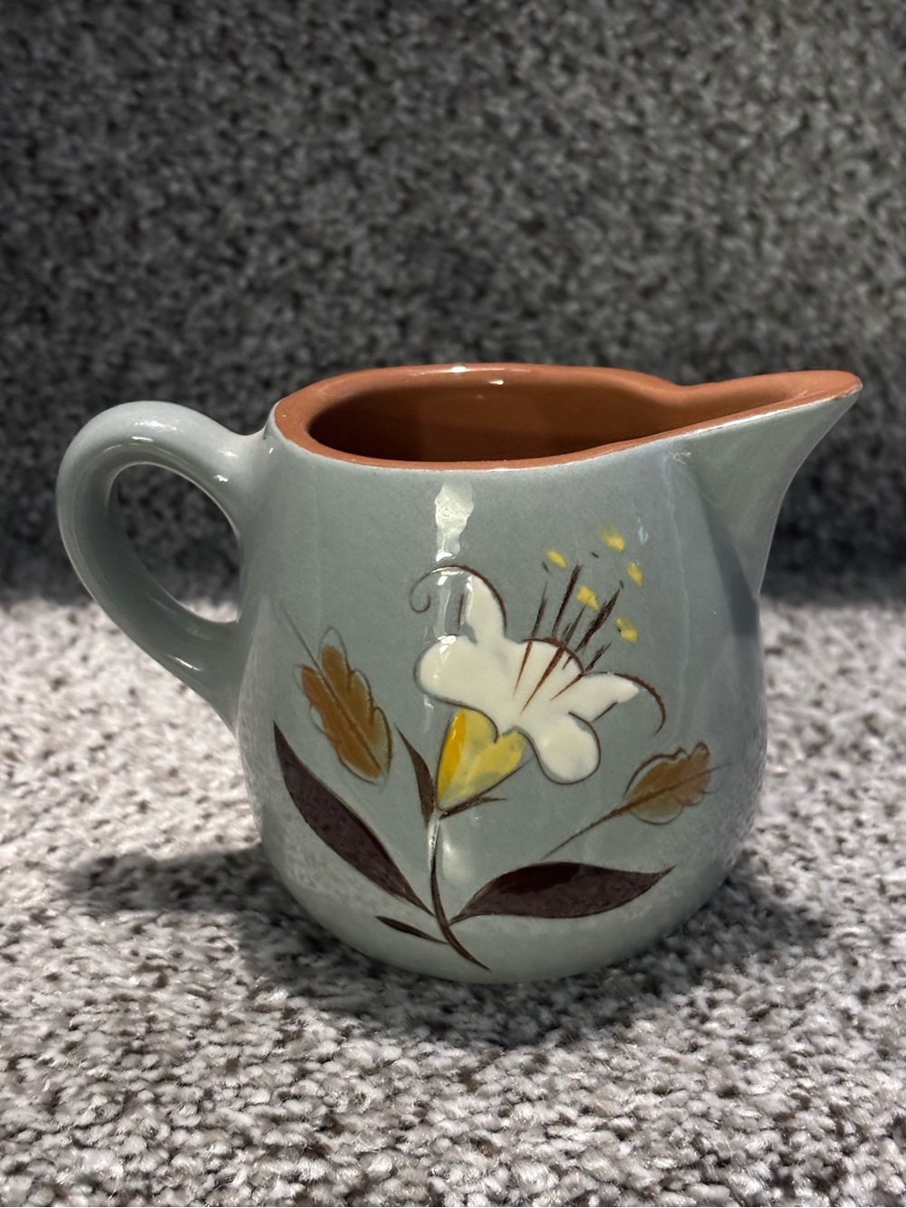 Vintage Stangl Pottery Creamer Golden Harvest Blue Gray Floral Trenton, NJ, USA